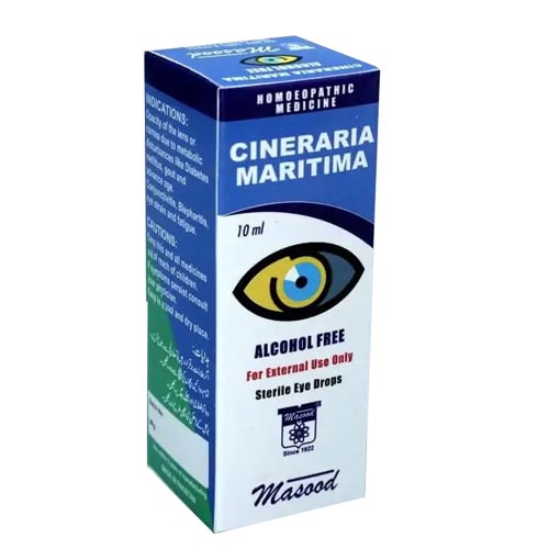 Dr Masood Cineraria Maritima (alcohol Free)10ml (Cataract, Conjunctivitis, Eye Affections, Eye Strain)